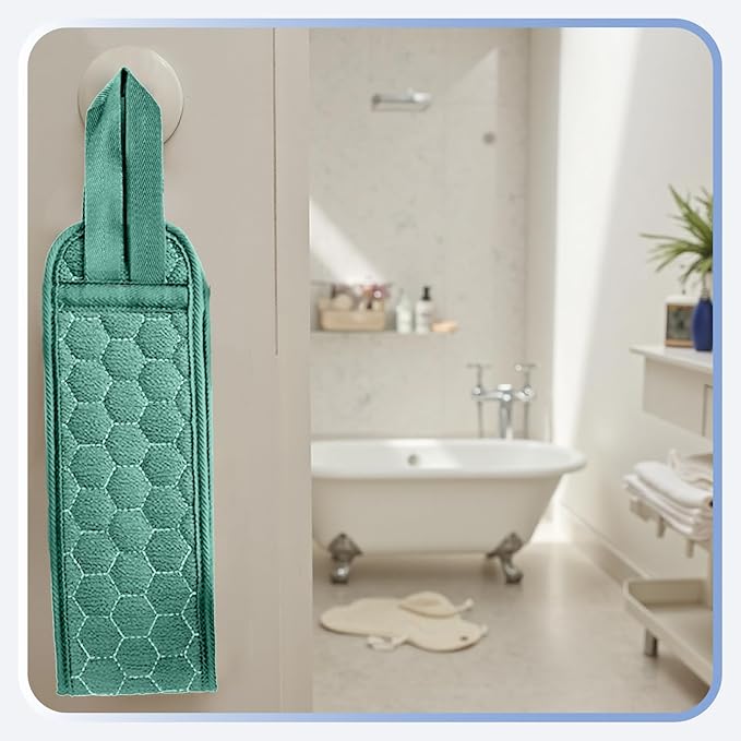 Back Scrubber for Shower with Handles, 40 Inch Extra Long Double-Sided Exfoliating Bath Strap, Textured Body Washer with Extended Reach for Deep Cleaning (Green)