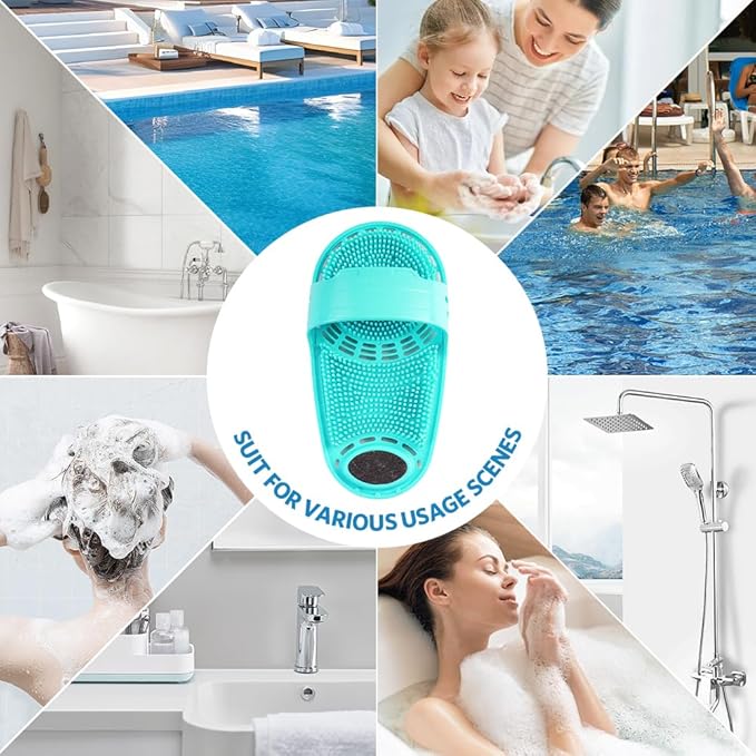 Silicone Body and Foot Cleaning Brush Set- Shower Foot Scrubber,Easy Feet Cleaning Brush,with Soft Silicone Bristles and Non-Slip Suction Cups