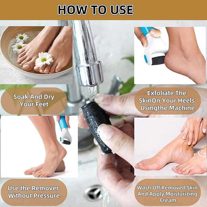 Electric Callus Remover for Feet Callus Remover Foot Callus Remover Tool Foot Buffer Electric Foot Calloused Feet Remover Tool Pedicure Supplies USB Charging and Battery Power (Blue)