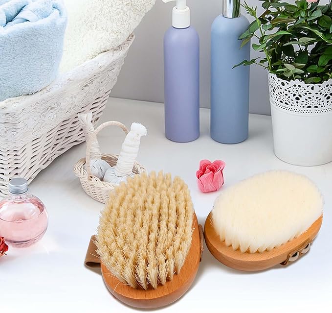 OWIIZI Dry Brushing Body Brush with Soft Vegan Bristles Antiskid Wooden Exfoliator Bath Scrubber for Wet or Dry Exfoliating,Body Scrub Deep Cleanse