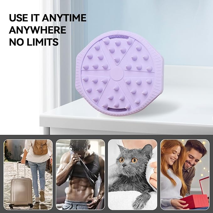 Dual-Sided Silicone Body Scrubber as Stocking Stuffers, Silicone Loofah for Shower Exfoliating Body Brush Scrubber for Men and Women for All Skin, Scalp Massager Lather Well&Easy to Clean (Purple)