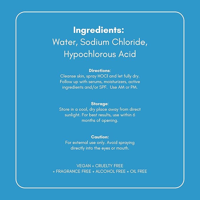 Hypochlorous Acid Spray – Dermatologist Tested HOCl Facial Cleanser for Sensitive, Acne-Prone & Irritated Skin – Soothes Redness, Eczema, Rashes & Itching – Skin Repair Spray, 6.8 oz - Honeydew Labs