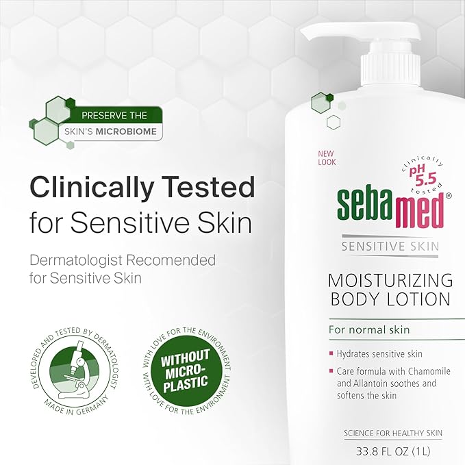 SEBAMED Moisturizing Body Lotion pH 5.5 for Sensitive Skin Dermatologist Recommended Paraben-Free Moisturizer 33.8 Fluid oz (1 Liter) Pack of 2