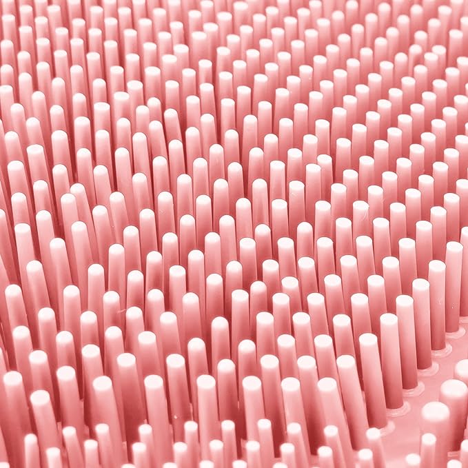 Grey TPR Sower Scrubbing Mat with Suction Cups Soft, Non-Slip Design for Foot and Back Massage Perfect for Full-Body Cleansing and Comfort Pink