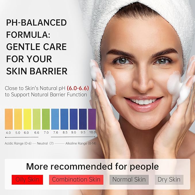 VGO Facial Cleanser, Daily Face Wash for Oily Skin Dual Tube Design Blackhead Removal Facial Cleanser, for Double Cleansing,with Hyaluronic Acid + Glycerin