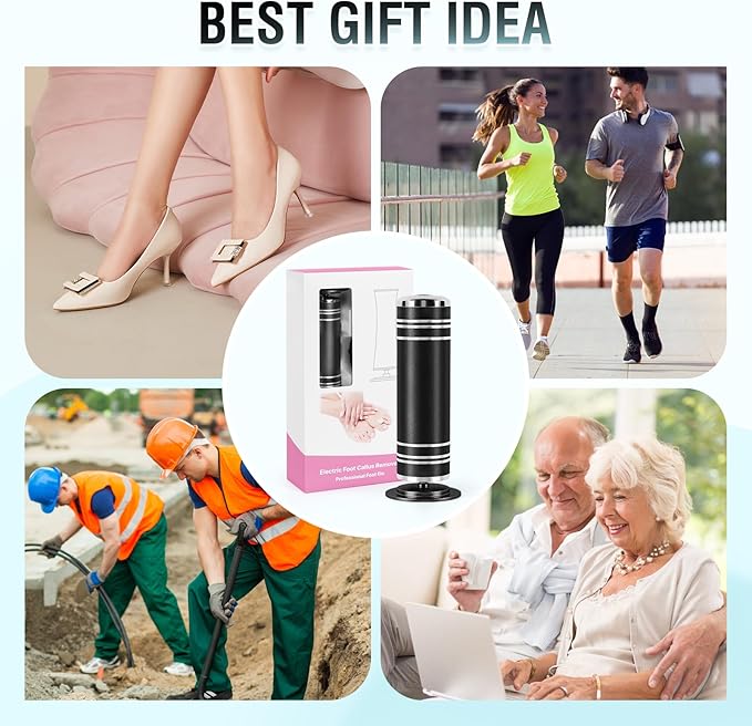 Electric Foot File Callus Remover: Adjustable Speed Feet File Grinder with 60 Pcs Sandpaper Discs - Professional Pedicure Tools for Dead Skin Calluses (Black)