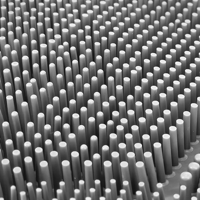 Grey TPR Sower Scrubbing Mat with Suction Cups Soft, Non-Slip Design for Foot and Back Massage Perfect for Full-Body Cleansing and Comfort