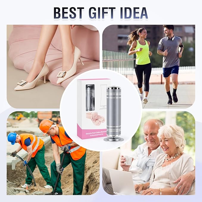 Electric Foot File Callus Remover: Adjustable Speed Feet File Grinder with 60 Pcs Sandpaper Discs - Professional Pedicure Tools for Dead Skin Calluses (Grey)