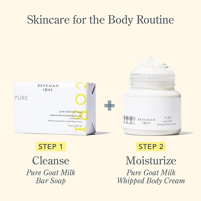 Beekman 1802 Whipped Body Cream – Moisturizes & Softens Skin with Goat Milk, Mango Seed Butter & Vitamin E – 8 oz – Fragrance Free