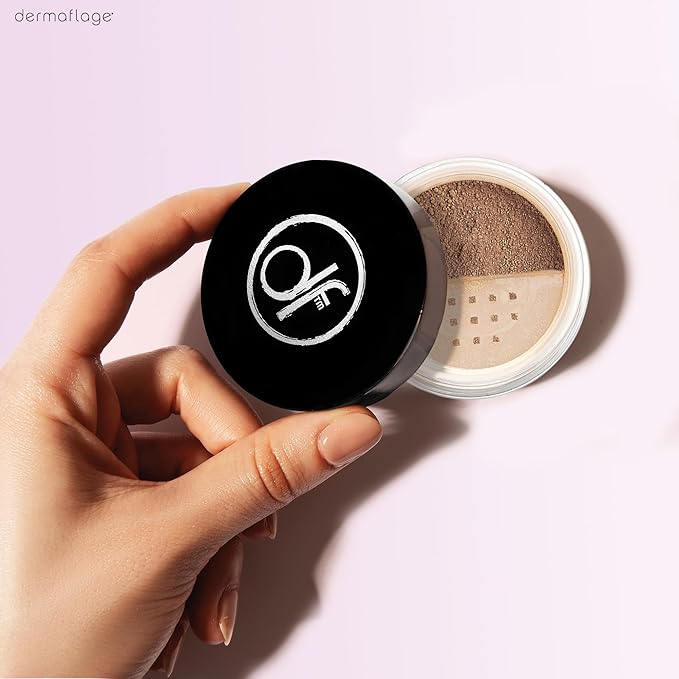 Dermaflage Mineral Powder Sunscreen for Sensitive Skin - Full Coverage, Conceals Acne Scars & Discoloration, Made in the Shade, 7g/0.25 oz - Dark