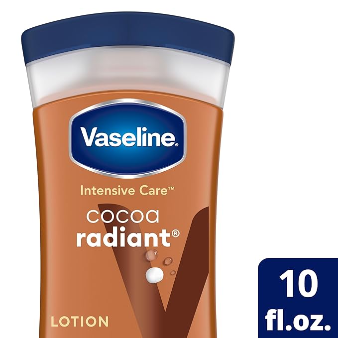 Vaseline Cocoa Radiant 2-Pack – Intensive Care Moisturizing Hand and Body Lotion with Ultra-Hydrating Lipids, Pure Cocoa Butter, 10 Oz Ea