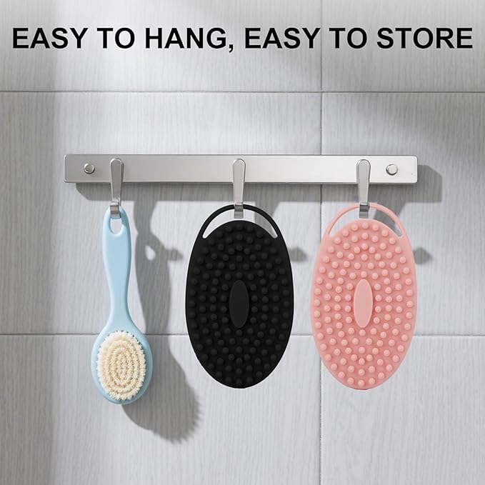 Soft Silicone Body Scrubber, 2 PCS Exfoliating Silicone Loofah, Body Scrubber Shower Brush Exfoliating and Massage 2 in 1, Bath Shower Brush for Cleaning Sensitive Skin Kids Women Men, Lather Well