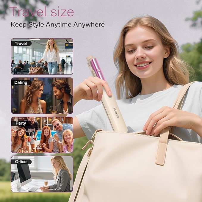 Hair Straightener,1.5” Flat Iron and Curler 2 in 1,Ceramic Coating,Quick Heat Up, 4 Temp. Options, for All Hair Type,Less Frizz, Shinier and Smoother,Dual Voltage for Travel (Cream)