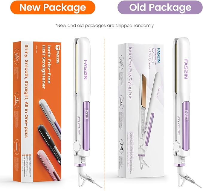 Faszin Hair Straightener, Fast Heat Titanium Flat Iron with Negative Ions to Create Sleek Style, 2 in 1 Straightener and Curler Dual Voltage Styling Tool for Professional Salon Straighten/Curl/Wave