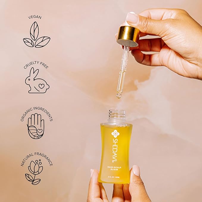 Shedavi Iconic Vegan Hair Serum with Botanicals - Growth Treatment for Women & Men's Dry, Damaged Hair and Scalp with Argan, Coconut, Castor, and Tea Tree Oils