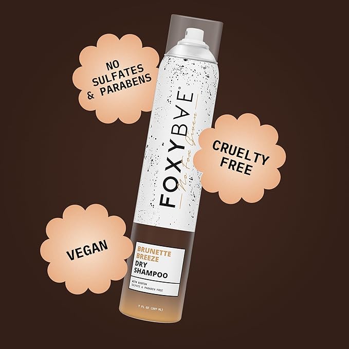 FoxyBae Dry Shampoo Spray – Biotin-Infused Volumizing Formula – Deodorizing, Sulfate-Free Option for Dark & Brunette Hair – Brunette Breeze – 7 fl oz