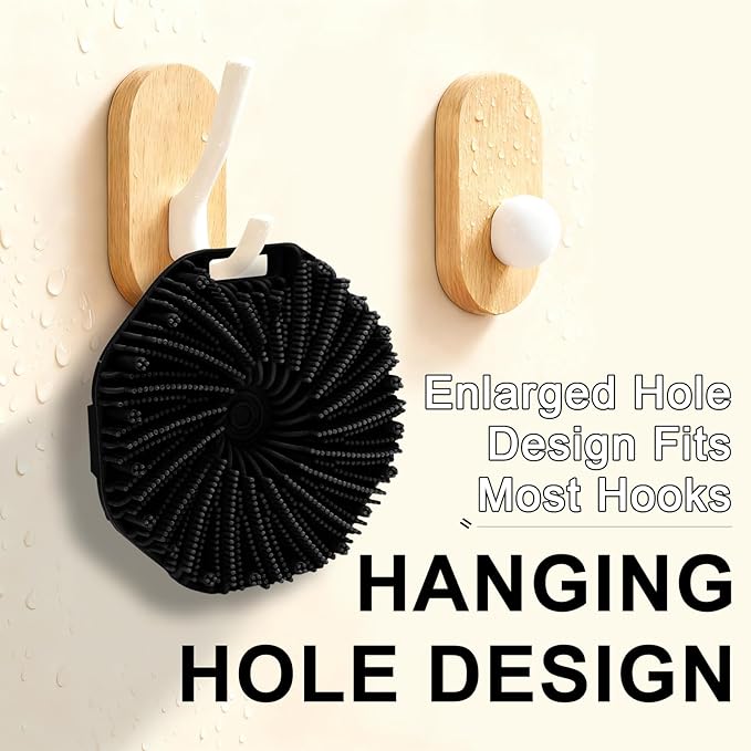 Silicone Body Scrubber Shower Brush, Exfoliating Body Wash Scrubbers for All Skin Types, Ergonomic No-Slip Handle, Exfoliation & Gentle Massage,Body Brush for Showering with Hanging Hole (Black)