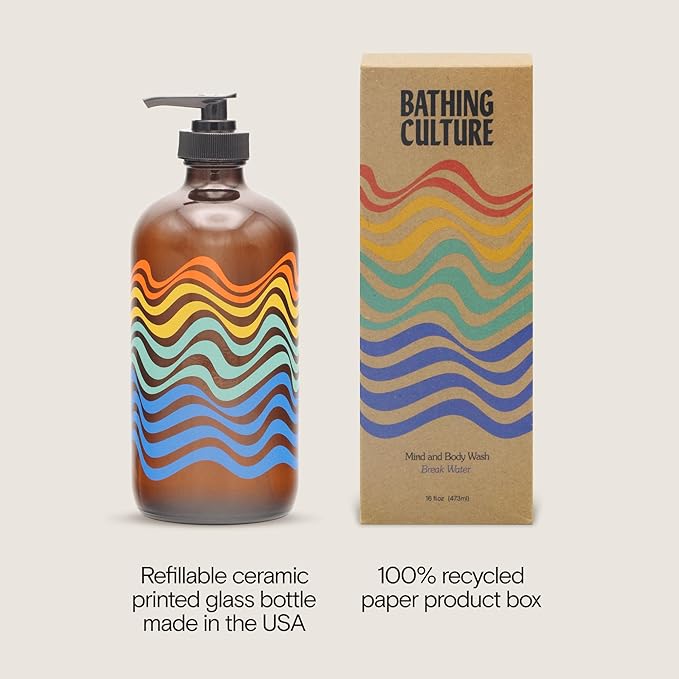 Bathing Culture, Organic Mind + Body Wash, Natural, Biodegradable, Sustainable, Vegan Personal Care, All Natural Organic Body Wash for Women and Men, 16 fl oz, Break Water Scent, Holiday Gift Idea