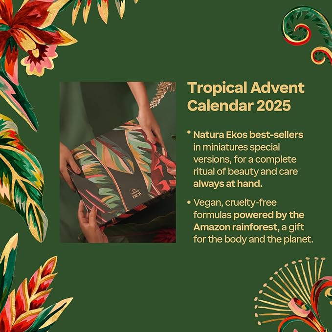 natura - Brazilian Beauty Advent Calendar – 12-Piece Holiday Gift Set with Body Care, Hand Creams, Shower Gels & Hair Care Minis – Vegan & Sustainable Beauty from the Amazon ($104 value)