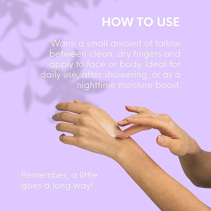 Mellow Moo'd Whipped Grass Fed Beef Tallow - Face + Body Cream - Tallow Moisturizer for Sensitive Skin - Natural Body Butter Lotion XTRA Large 9 FL OZ - Made In USA (9oz, Lavender)