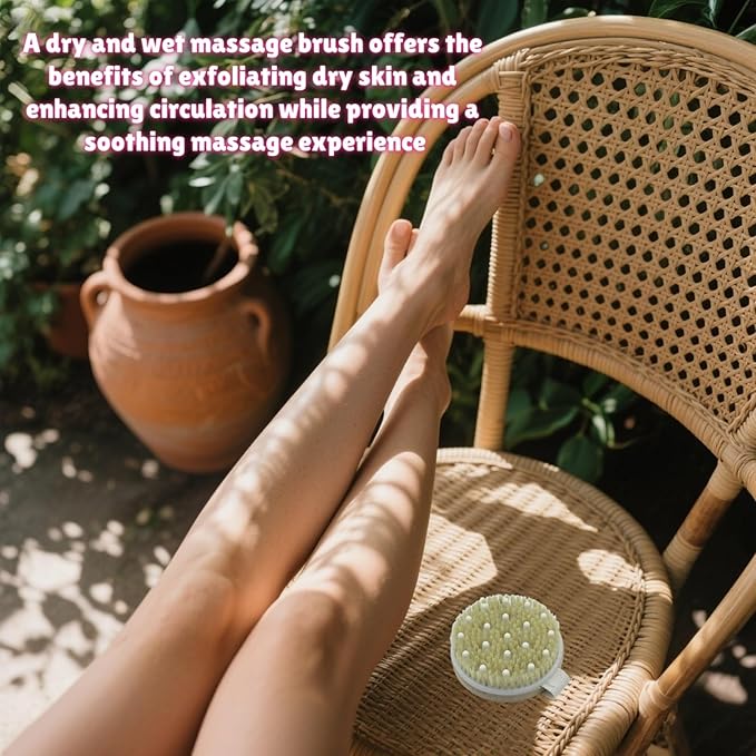 Dry Brushing Body Brush for Full Body Relaxation, Reduce Cellulite, Lymphatic Support, Circulation Enhancement, Gentle Exfoliation, and Spa Experience, Body Care Tool with Soft & Stiff Bristles 1Pcs