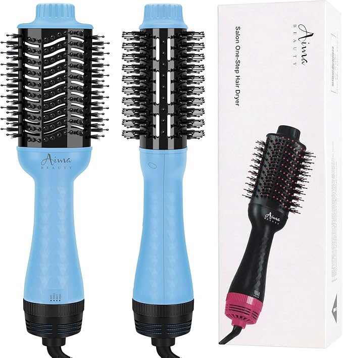 Hot Air Brush, Aima Beauty Salon One-Step Hair Dryer and Volumizer, 4-in-1 Upgrade Hair Dryer Brush, Blue
