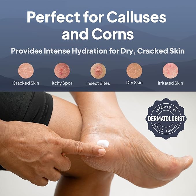 Foot Care Callus Remover Set 3 Pcs - Pumice Stone - Feet File Scrubber - Foot Cream Lotion, Dead Sea Salts, Shilajit, Mountain Herbs 1.7 Oz