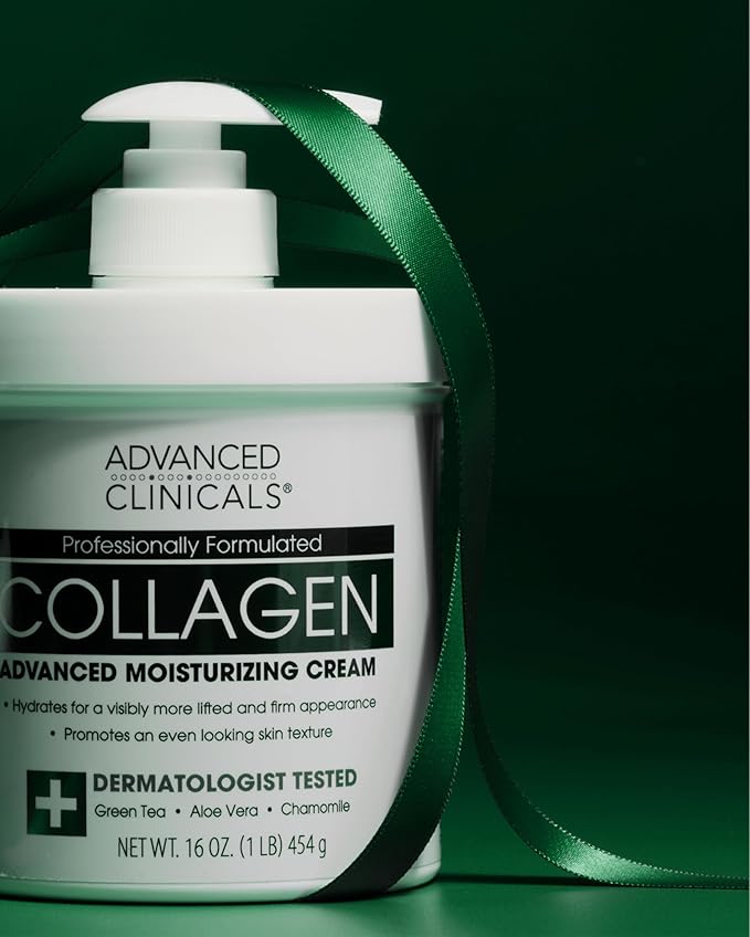 Advanced Clinicals Collagen Cream Body Lotion & Face Moisturizer | Skincare Anti Aging Collagen Lotion For Women, Men, Hand, & Neck Improves Look Of Crepe Skin & Uneven Dry Skin, 16Oz + Travel Size