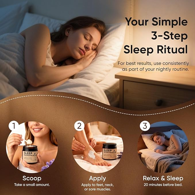 Magnesium Butter for sleep – Magnesium Cream with Arnica & Essential Oils, Shea & Mango Butter for Relaxation – Nighttime MagnesiumLotion for Legs, Arms or Chest(Lavender) (A)