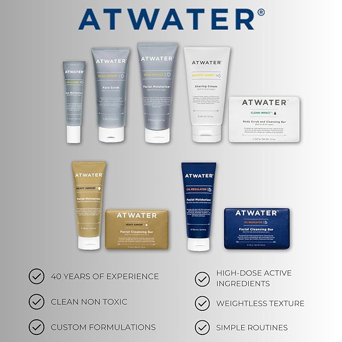 ATWATER Skin Armor Mineral Face Sunscreen SPF 50+, Ultra Light All-in-One Sunblock Moisturizer for Men and Women, Water & Sweat Resistant - 1.7 oz