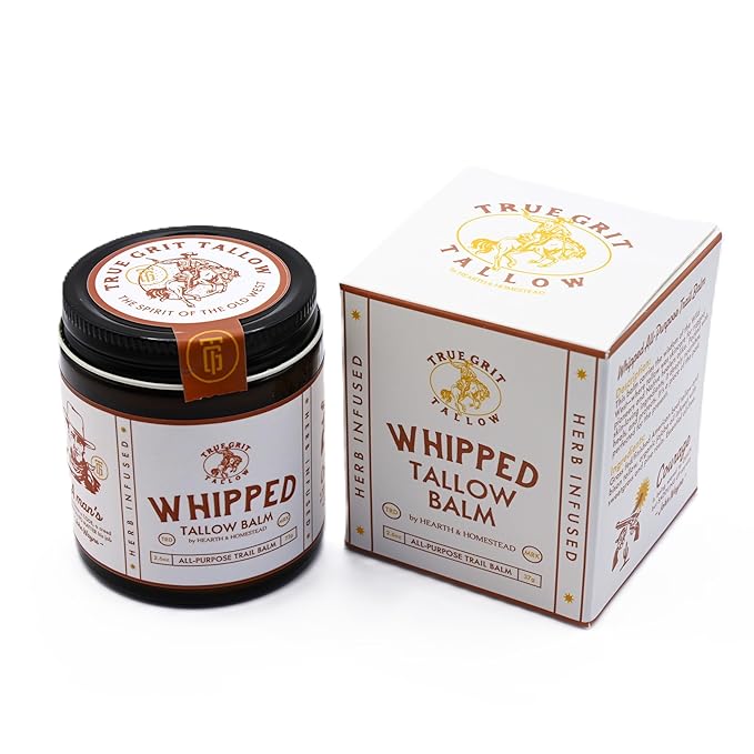 Beef and Bison Whipped Tallow Balm Moisturizer for Dry, Sensitive Skin - John Wayne Inspired Herb-Infused Unscented - 2.6 oz