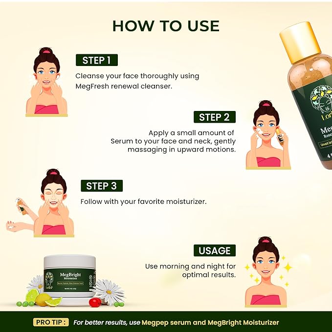 MegFresh Facial Cleanser | Made in USA | Exfoliating Face Scrubber With Aloe, Papaya, Natural Fruit Extracts | Face Wash for Acne & All Skin Types | Revitalizing Skin Care for Women – 4oz