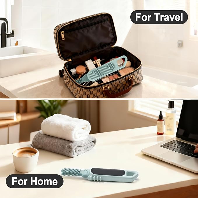 Dry or Wet Foot Callus Remover - Dual-Sided Pedicure Tool with Hidden Brush & Non-Slip Grip for Home Salon Use (Green)