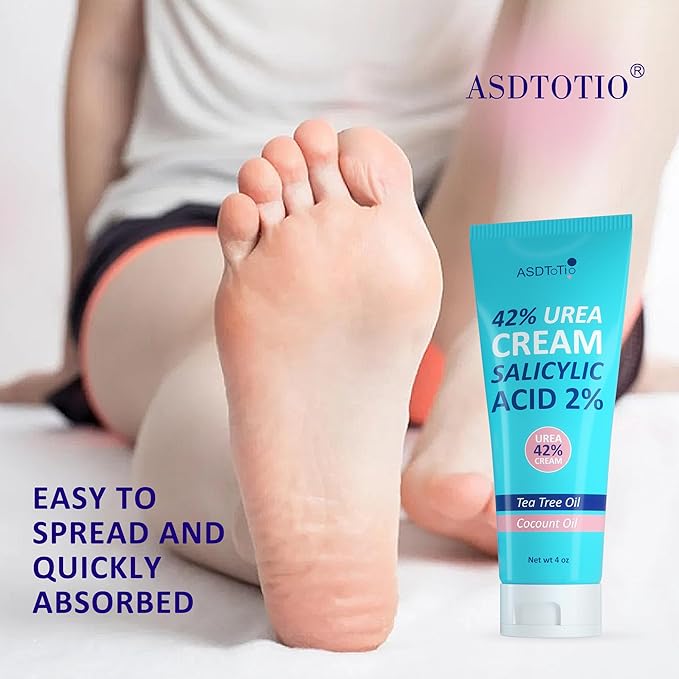 Urea Cream 42% - Foot Care for Dry Cracked Heels, Foot Lotion - With 2% Salicylic Acid, Tea Tree Oil, Shea Butter, Aloe Vera - For Feet, Hands, Heels, Elbows, Knees and More - 4 oz