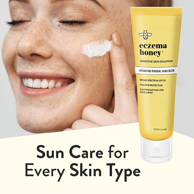 Eczema Honey Hydrating Mineral Sunscreen - Lightweight SPF 30 Sun Cream - Body & Face Sunscreen for All Ages (1.7 Oz)