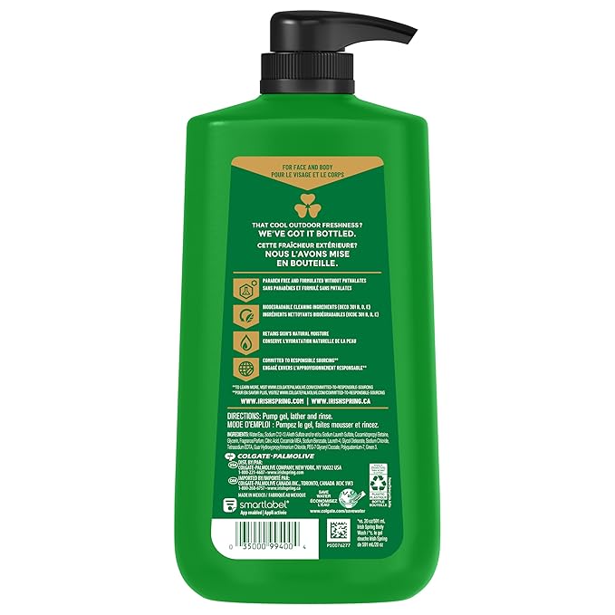 Irish Spring 5 in 1 Body Wash for Men, Men's Body Wash, Smell Fresh and Clean for 24 Hours, Conditions and Cleans Body, Face, and Hair, Made with Biodegradable Ingredients, 30 Oz Pump