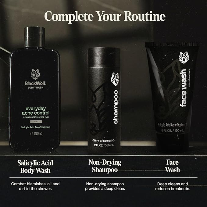 Black Wolf Silicone Body Scrubber & Exfoliator - Vibrating Loofah Shower Scrubber Brush with Handle Extension for Back - Deep Cleaning & Exfoliating Body Scrub - Bath Hygiene Essentials - Men & Women