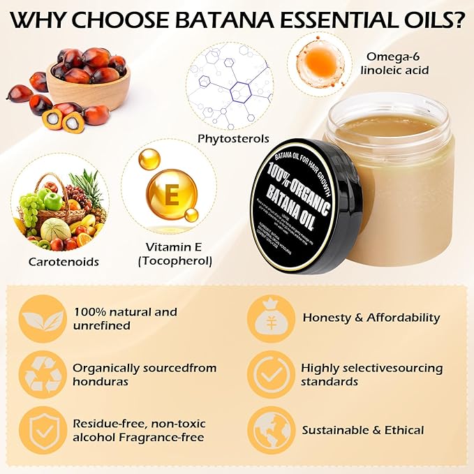 100% Organic Raw Batana Oil for Hair Growth β Natural Treatment for Alopecia, Hair Maintenance, and Nourishment β Moringa & Batana Oil Blend for Smooth, Tangle-Free Hair β 120ml (4.2oz)