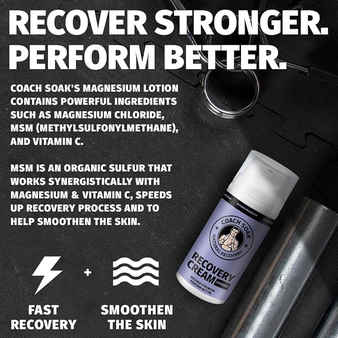 Coach Soak Recovery Bath Soak and Magnesium Lotion with MSM Lavender Bundle