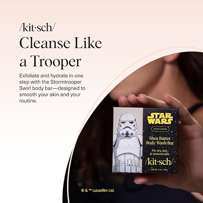Kitsch Shea Butter Exfoliating Body Wash x Star Wars Stormtrooper Design – Moisturizing Bar Soap & Gentle Soap Bar – Hydrates, Softens & Soothes Skin – Paraben, Silicone & Sulfate-Free - 4 oz