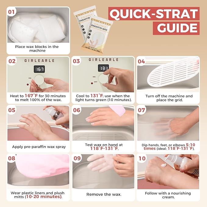 7000ml Paraffin Wax Machine for Hand and Feet, Hand Wax Paraffin Machine Bath with 4.4 lbs Scent-Free Paraffin Wax Refills for Hands, Feet, Elbows & Body to Relieve Stiff Muscles & Joints