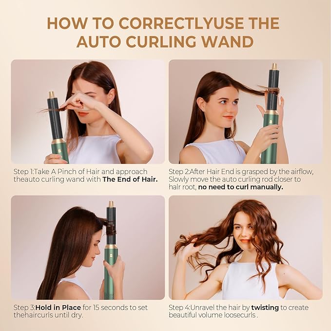 Blow Dryer Brush 5 in 1, Negative Ion Hair Dryer Brush Set Upgrade Hot Air Brush Air Styler Curling Wrap Air Curler, Curling Iron Hair Styling Tools As A Gift for Straight/Curl/Drying/Smoothing