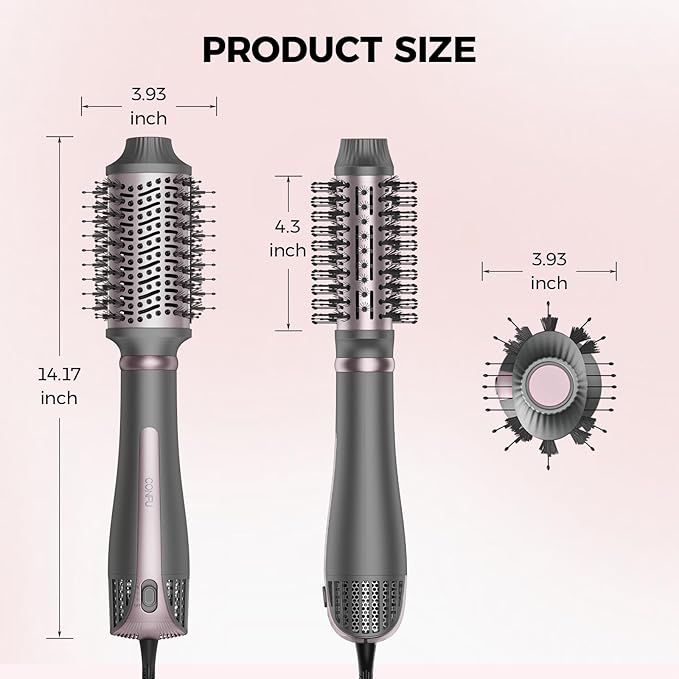 CONFU Blow Dryer Brush, 4-in-1 Styling Tools Hair Dryer and Styler Volumizer with Negative Ion Anti-frizz Blowout, Hot Air Brush for Drying, Straightening, Curling