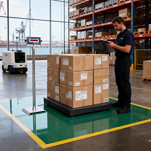 24"x24" Industrial Floor Scale, Precision Pallet Scale with Digital Indicator, Heavy Duty Weighing Scale for Floor Bench Office Weight Weighing, 2500 lb x 1 lb, Black