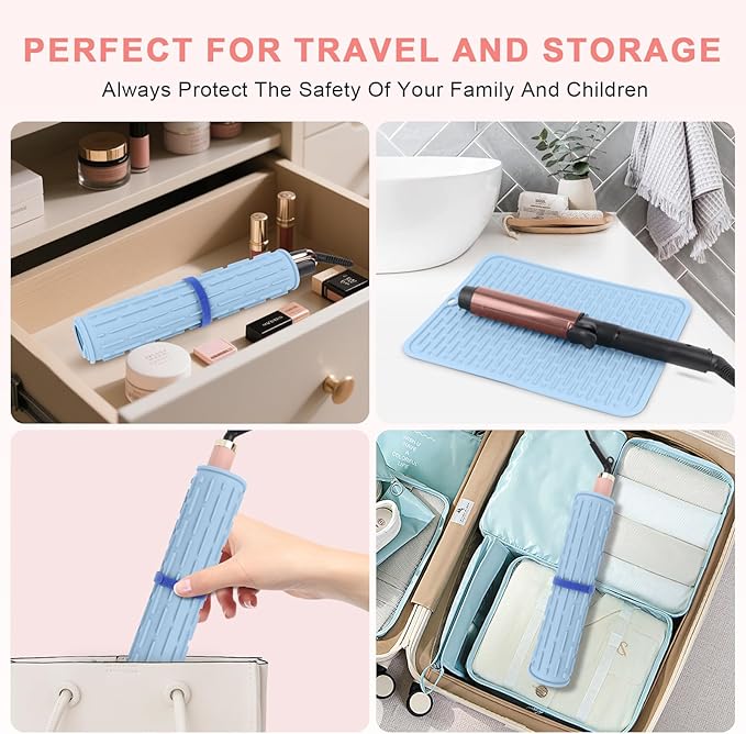 Oversize Silicone Heat Resistant Mat for Curling Irons, Flat Irons, Hair Straighteners and Hot Hair Styling Tools, Portable Hot Tools Cover Pad for Travel Vanity Salon(14.2" x 11.0")