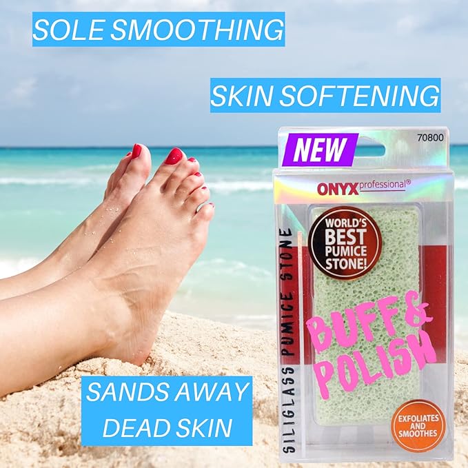 Onyx Professional 2 in 1 Pumice Stone, 100% Siliglass Callus Remover for Feet, Elbows, Knees, Dead Skin, Heels, Hands, Foot File Scrubber Exfoliator Removes Hard, Rough, Dry Skin