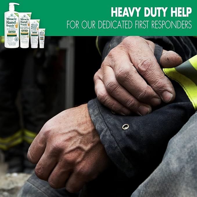 Miracle Hand Repair Cream for Dry Cracked Hands (8 oz & 1 oz) Best Healing Hand Cream with 60% Aloe Vera - Non-Greasy Moisturizer for Working Hands - Fast Absorbing Lotion for Extremely Dry Skin