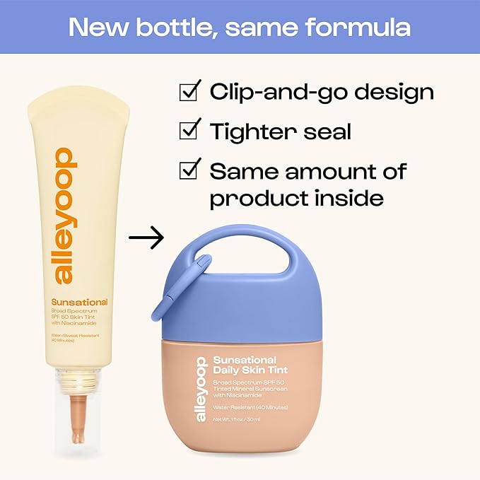 Alleyoop Sunsational Tinted Moisturizer SPF 50 for Face Broad Spectrum – 100% Mineral Face Sunscreen with Jojoba, Hydrating & Soothing Tinted Sunscreen, Vegan & Cruelty-Free (Gleam)