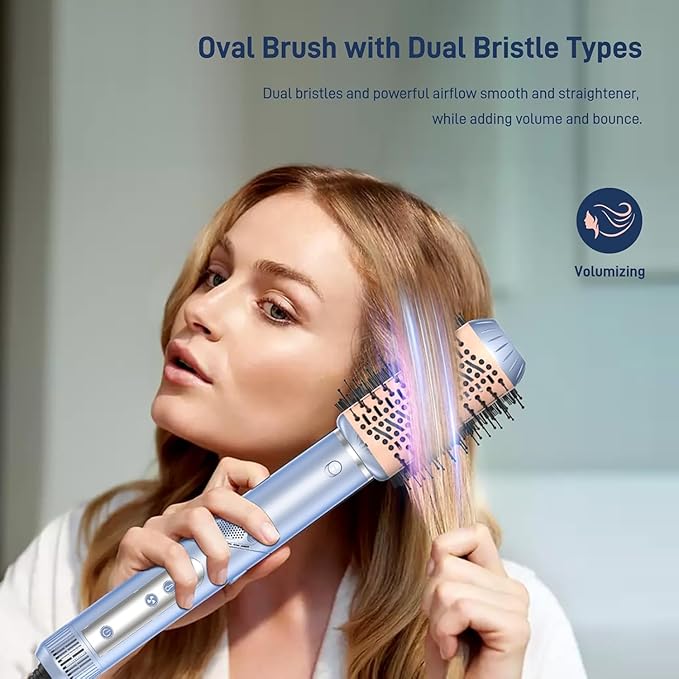 Hot Air Multi-Styler - 5 in 1 Professional Hair Wrap Styler Set with Air Curlers, Hair Dryer Brush, Straightener, Concentrator for Fast Drying Curling Straightening, Travel Case Included