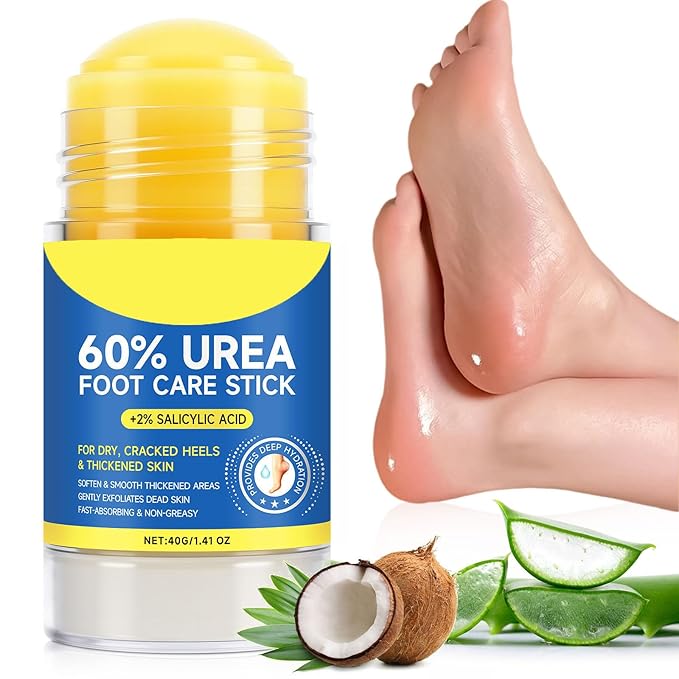 Foot Care Stick with 60% Urea 2% Salicylic Acid Aloe Vera coconut tea tree oil, Foot Callus Dead Hard Skin Remover Moisturizer for Rough Dry Cracked Feet, Knees, Elbows, Hands Repair Stick